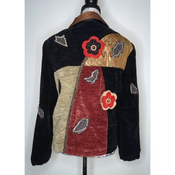Vtg Julia Kim Patchwork Tapestry Jacket Blazer Women SM Wearable Art Embroidered - Picture 13 of 14